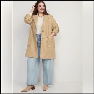 Old Navy Oversized Soft-Brushed Button-Front Coat with patch pockets.